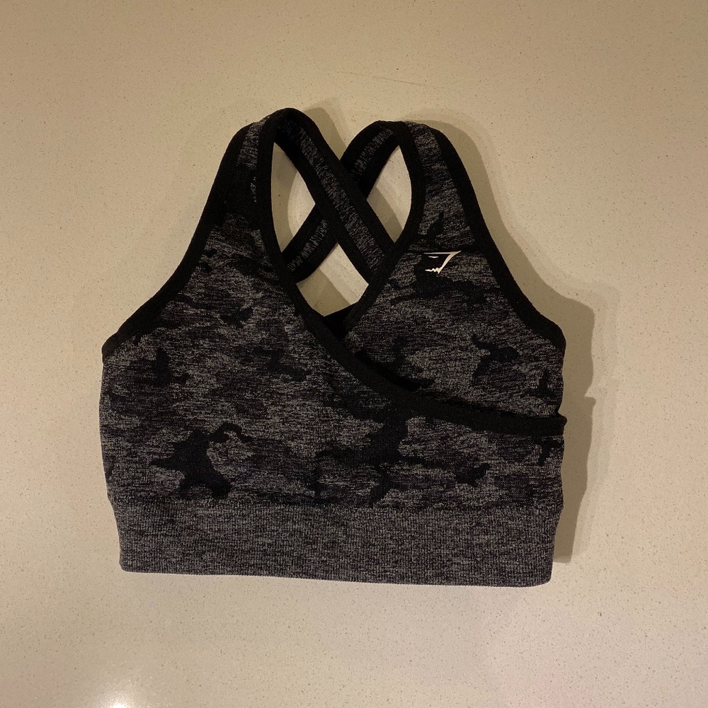 Gymshark Black Camo Seamless Sports Bra